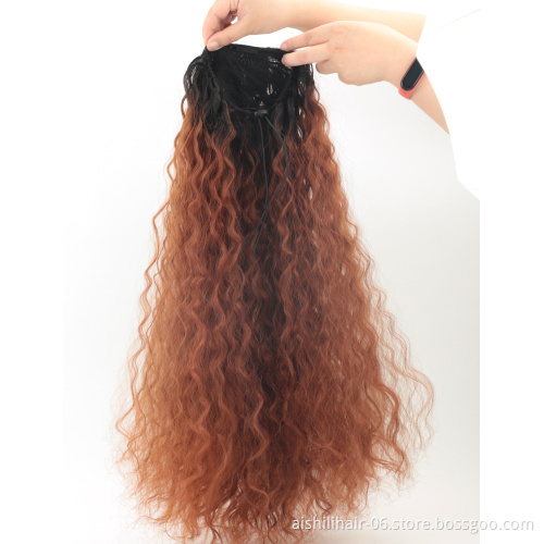 aishili wholesale long water wave drawtring ponytails synthetic extension for black women